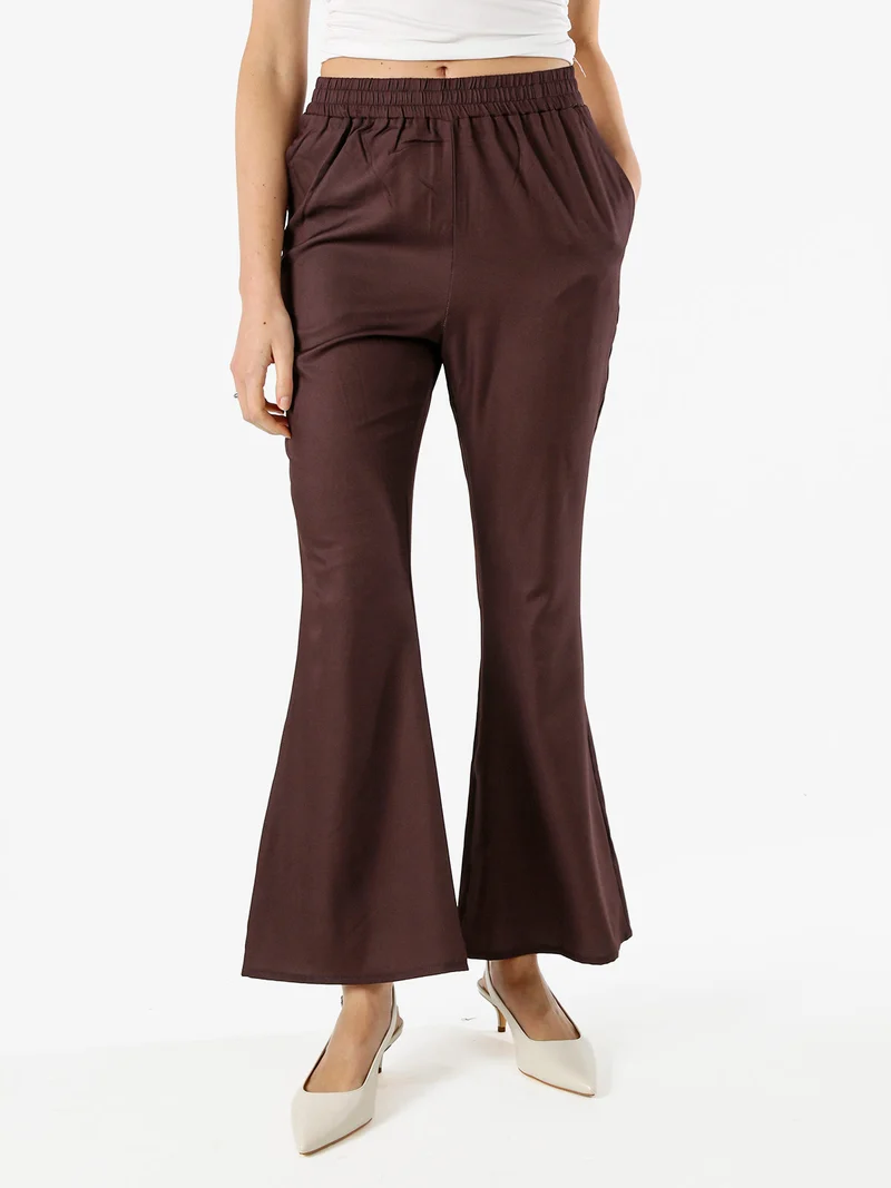Pantaloni donna cropped con finale largo - moro