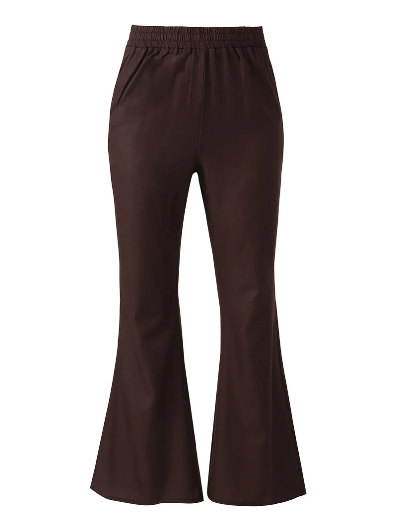 Pantaloni donna cropped con finale largo - moro