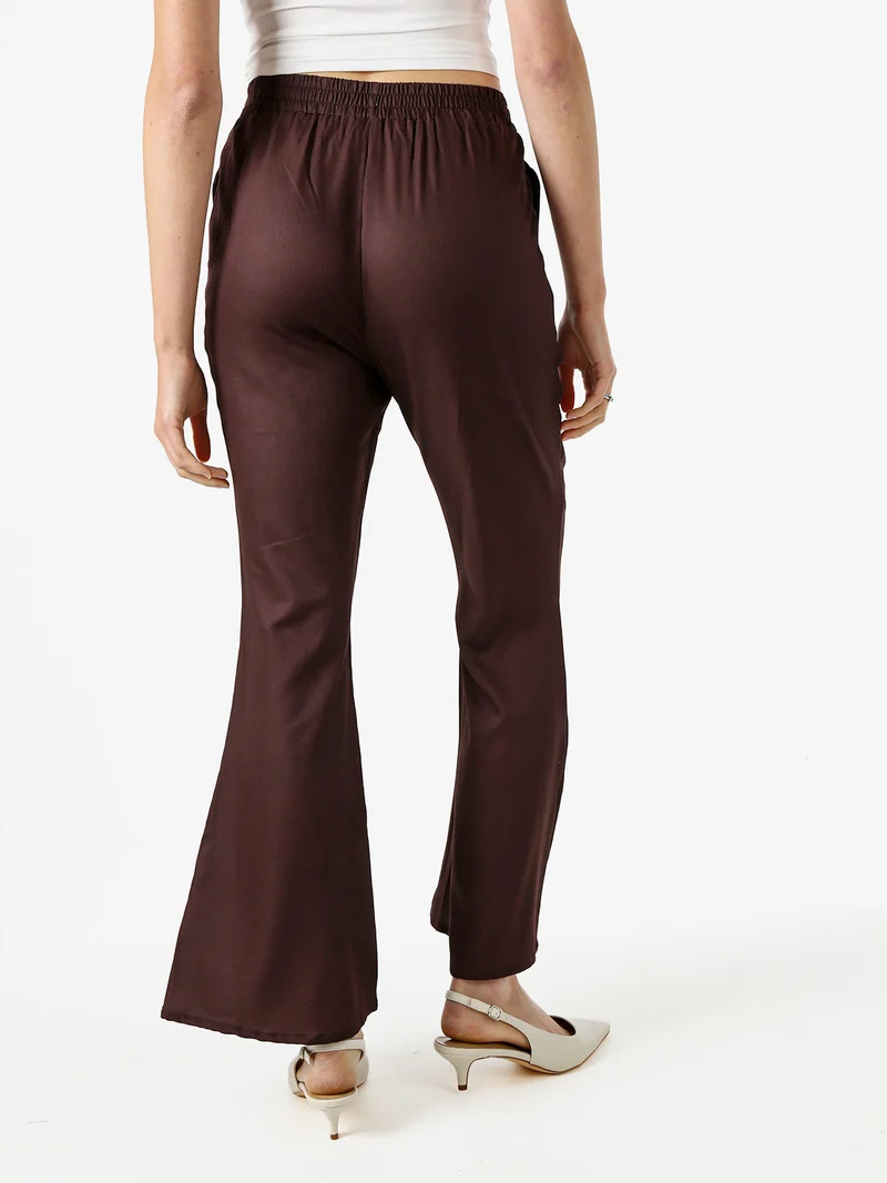 Pantaloni donna cropped con finale largo - moro