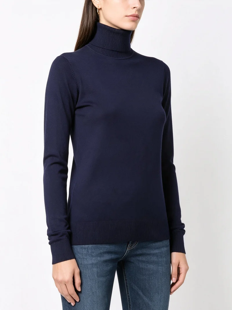 Maglia dolcevita donna in tinta unita - blu scuro
