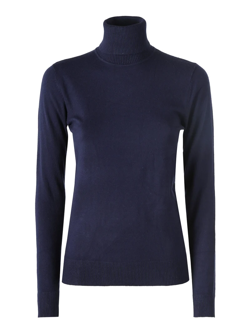 Maglia dolcevita donna in tinta unita - blu scuro