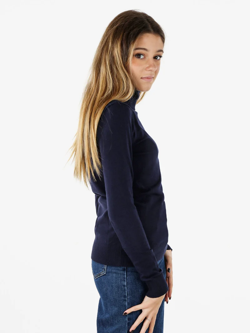 Maglia dolcevita donna in tinta unita - blu scuro