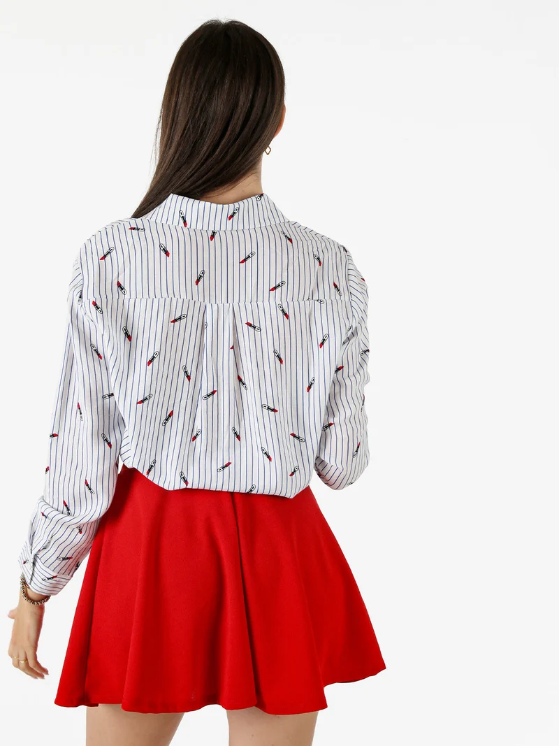 Camicia donna rigata a maniche lughe - multicolore