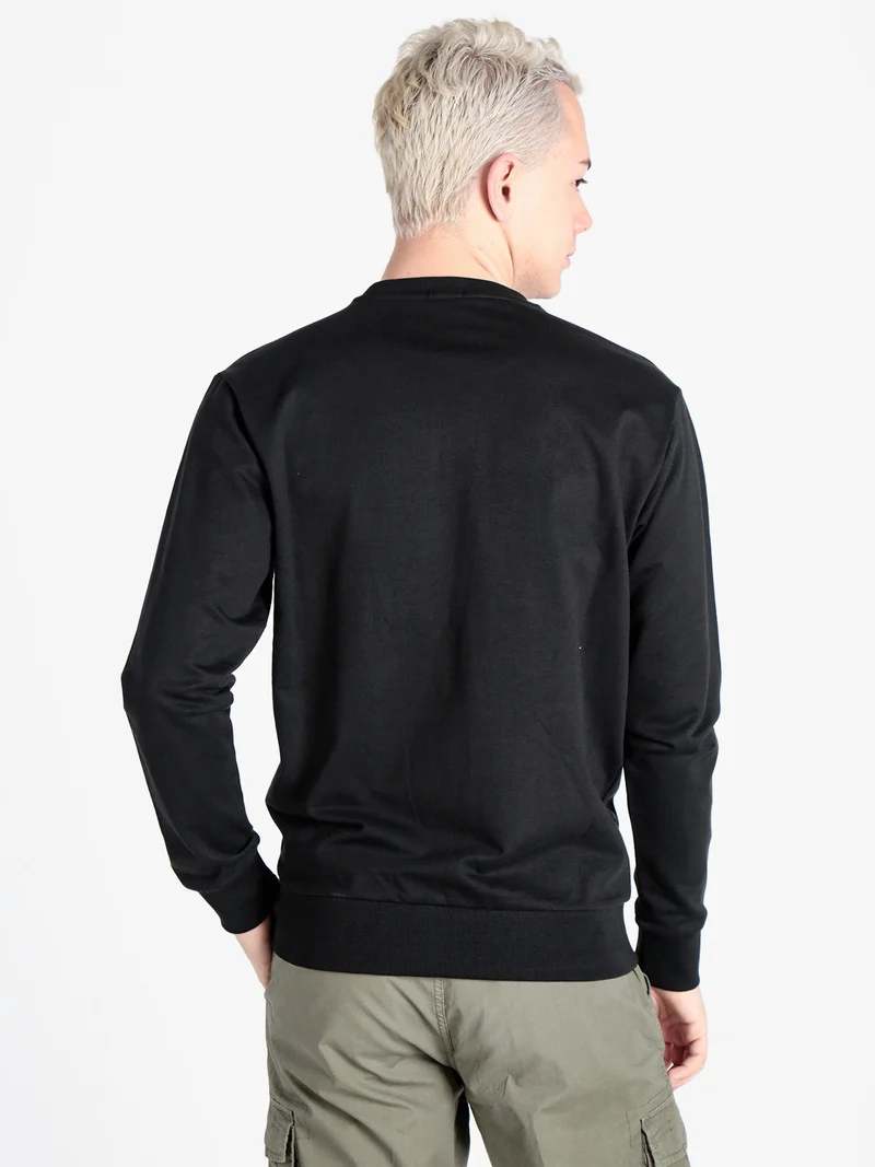Felpa girocollo da uomo in cotone - nero