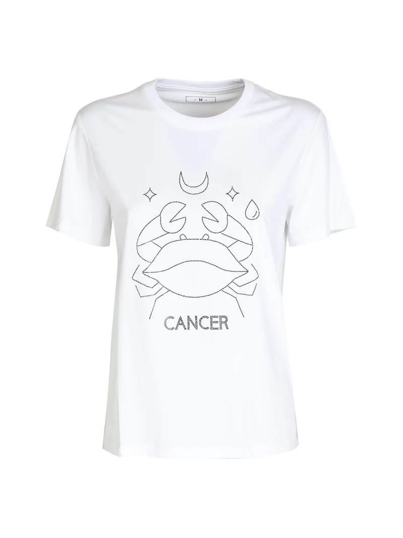 T-shirt manica corta donna segno zodiacale Cancro - bianco