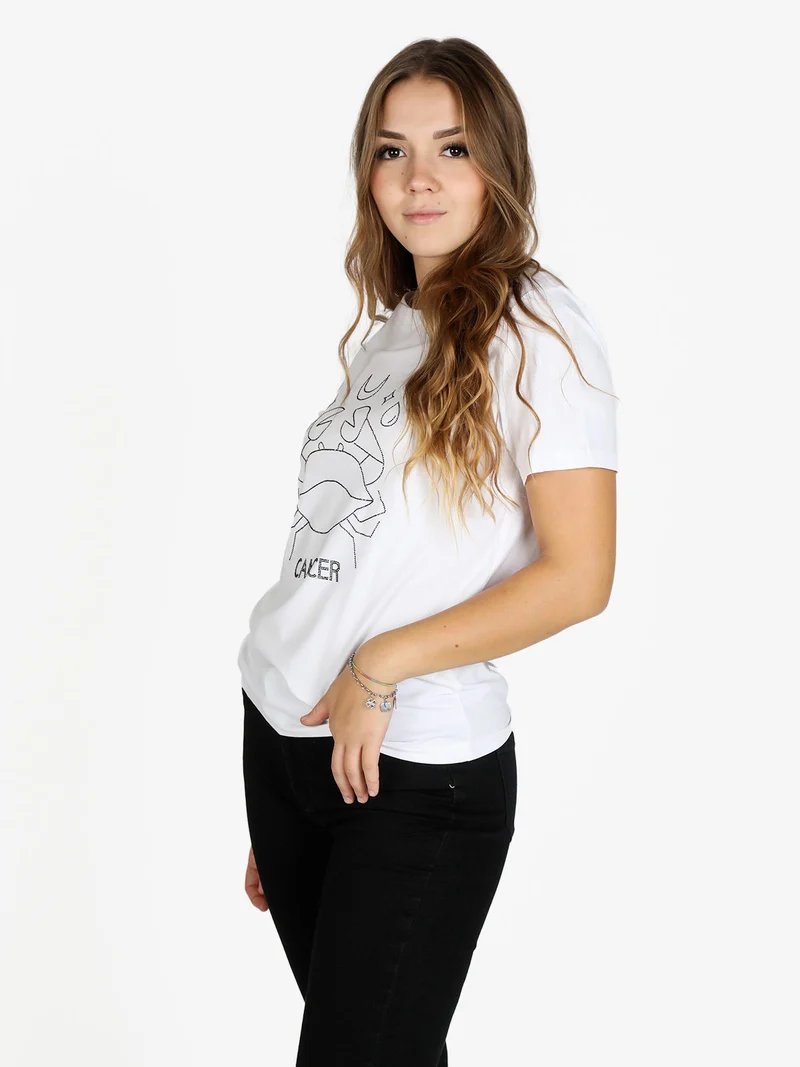T-shirt manica corta donna segno zodiacale Cancro - bianco
