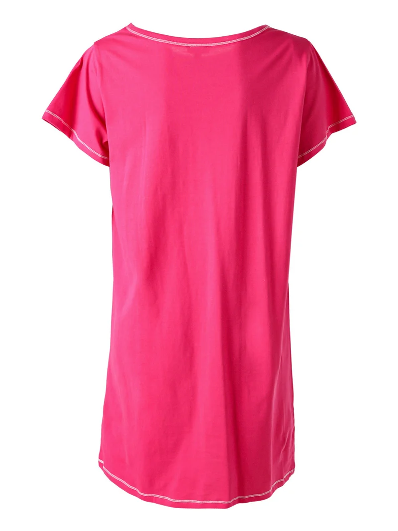 Maxi maglia da donna in cotone a maniche corte - fucsia