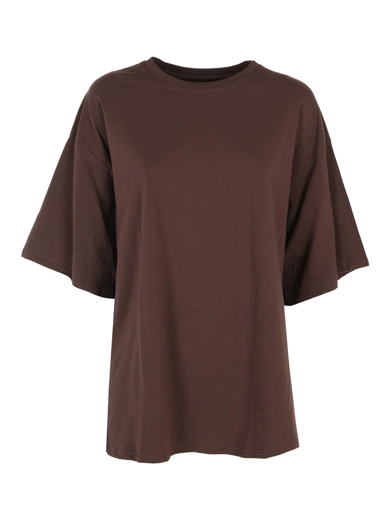 T-shirt donna oversize tinta unita - moro