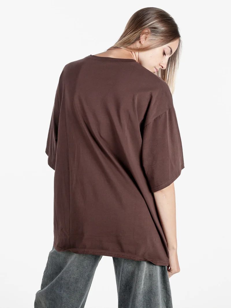 T-shirt donna oversize tinta unita - moro