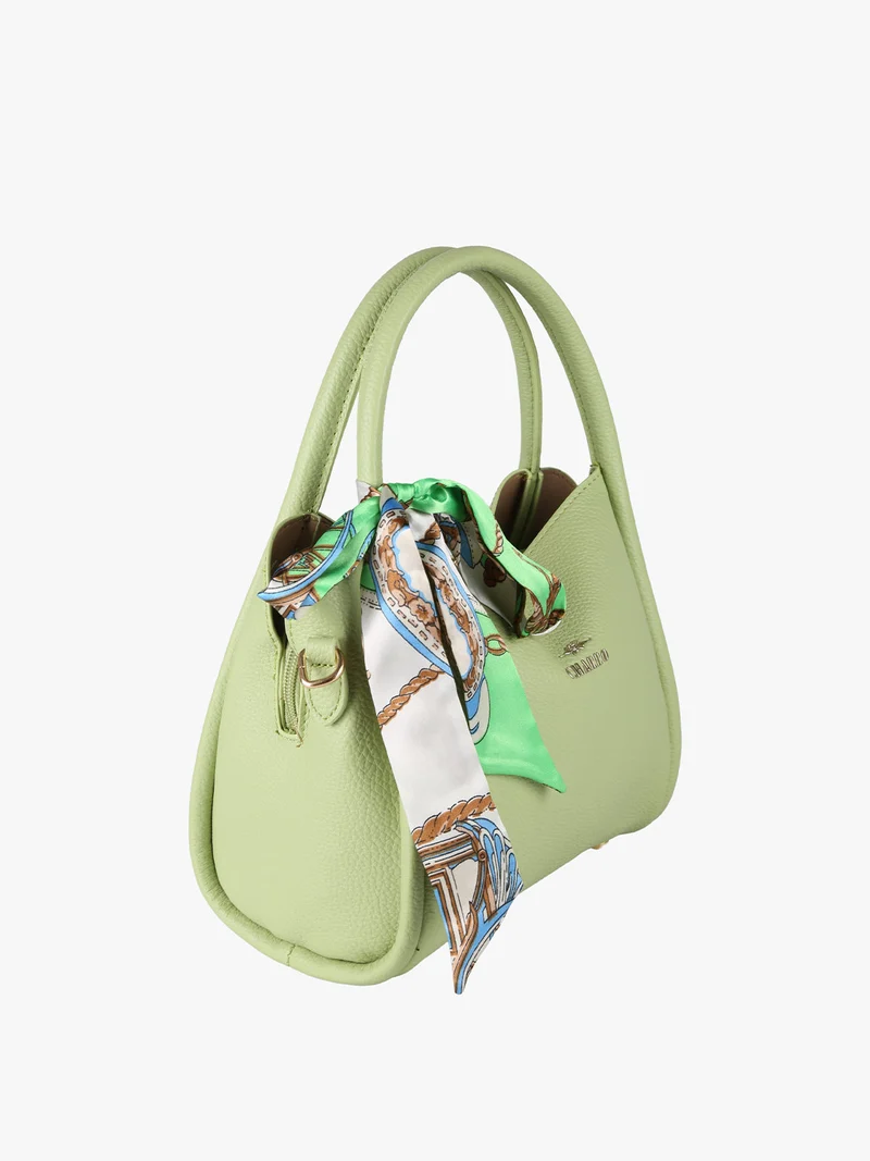 Borsa a mano mini tote con foulard - verde