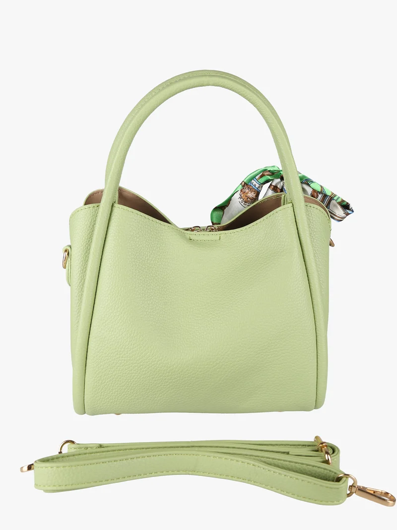 Borsa a mano mini tote con foulard - verde