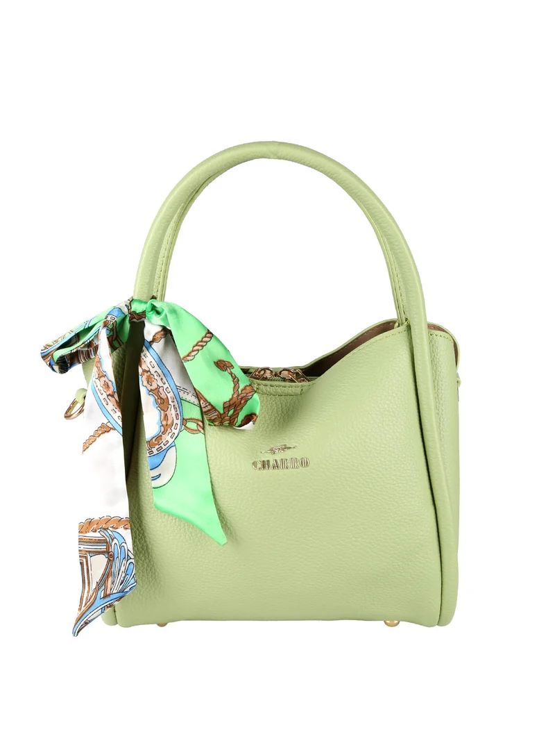 Borsa a mano mini tote con foulard - verde