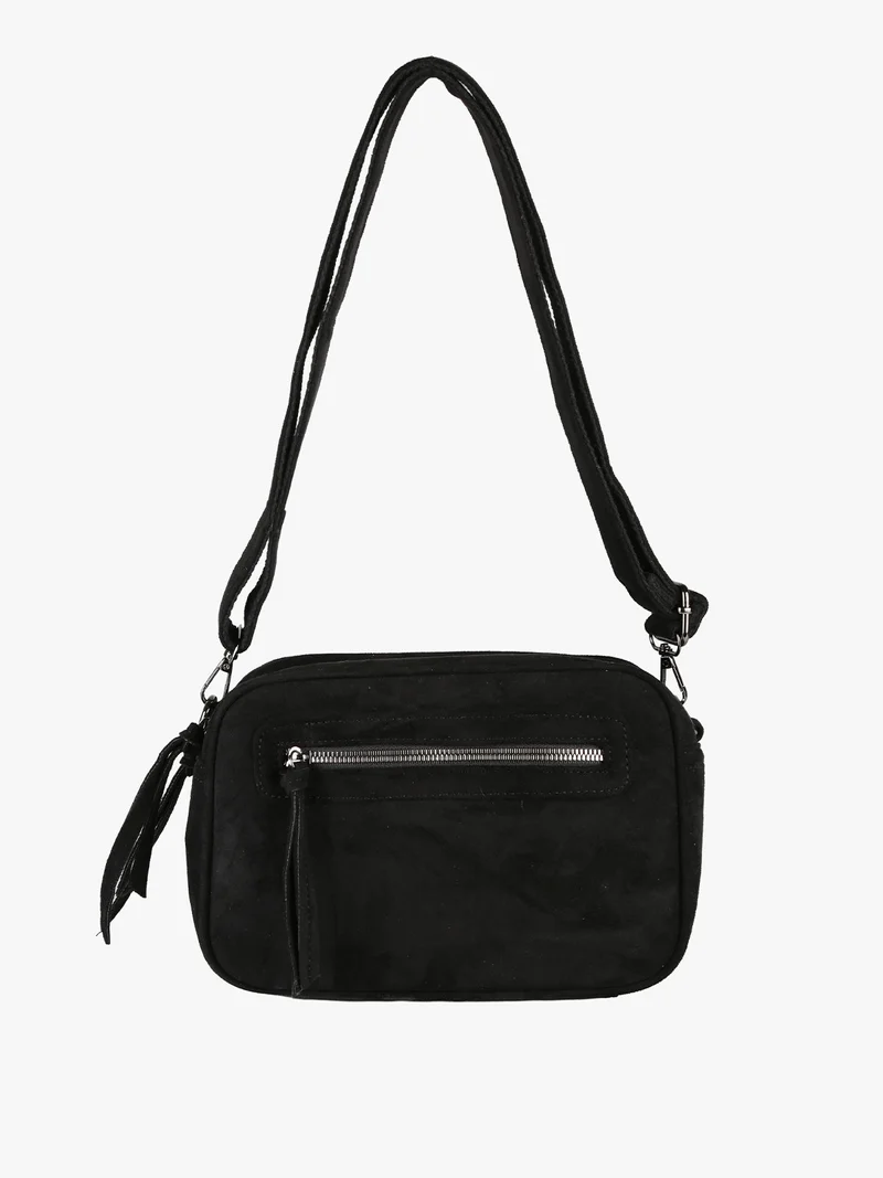 Borsa donna a tracolla scamosciata - nero