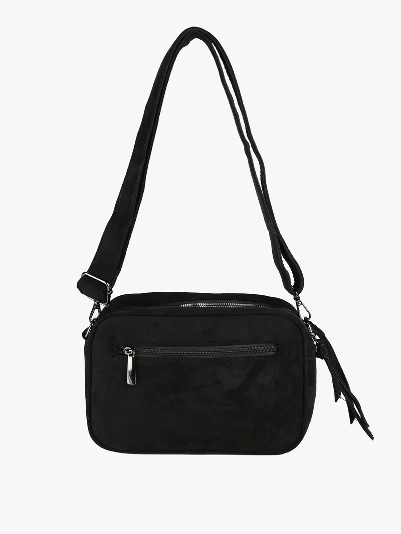 Borsa donna a tracolla scamosciata - nero