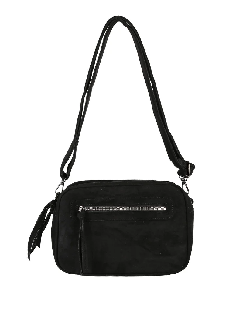 Borsa donna a tracolla scamosciata - nero