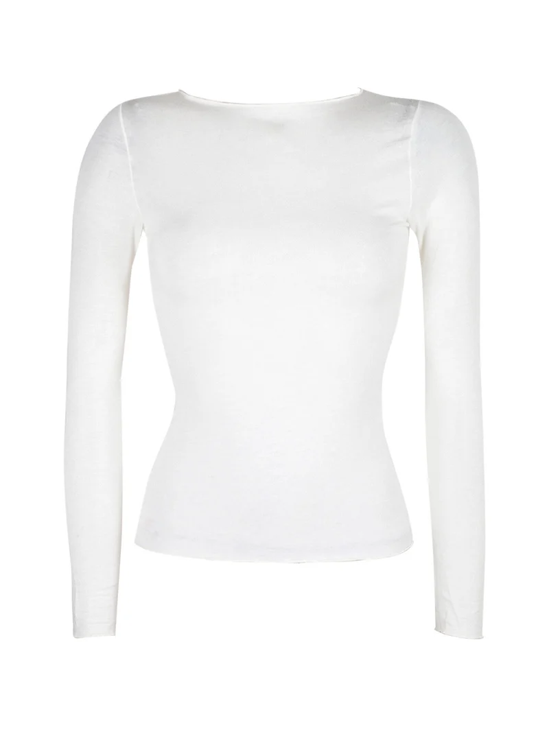 Maglietta donna in cashmere ultra light - panna