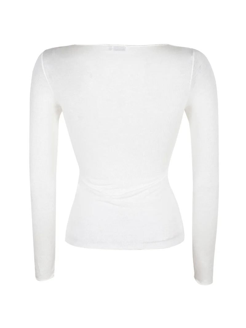 Maglietta donna in cashmere ultra light - panna