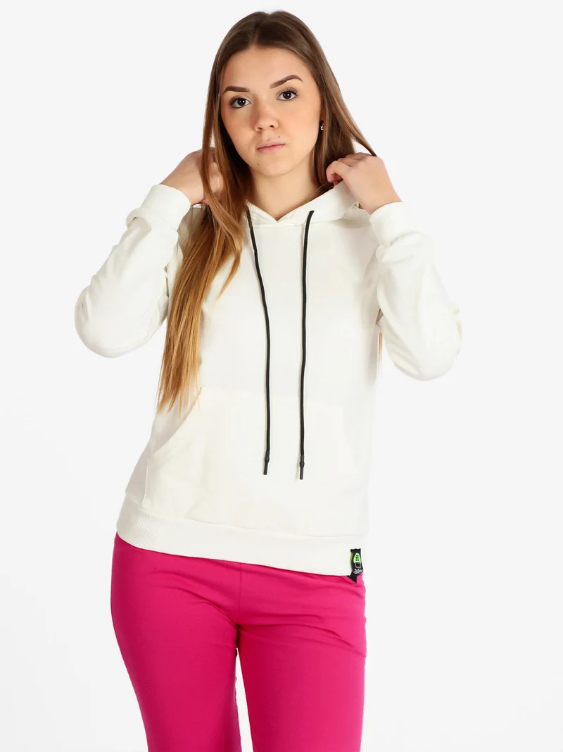 Felpa leggera donna con cappuccio - panna