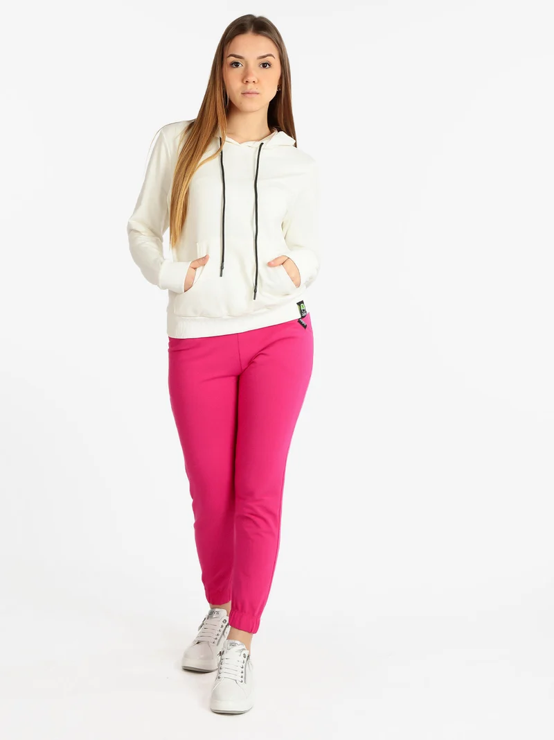 Felpa leggera donna con cappuccio - panna