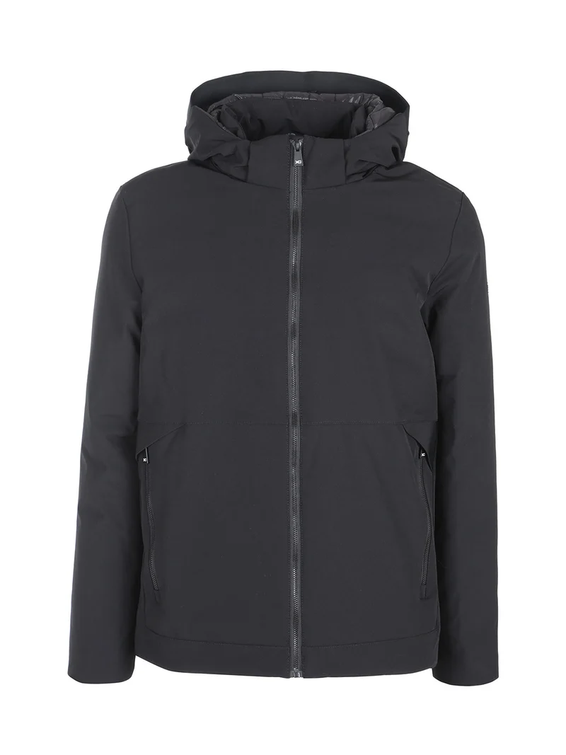 Giubbotto da uomo con cappuccio e zip - nero