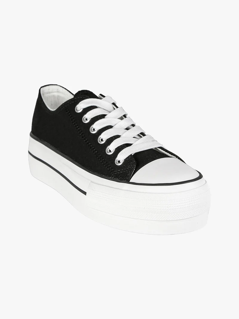 Sneakers basse donna con platform - nero