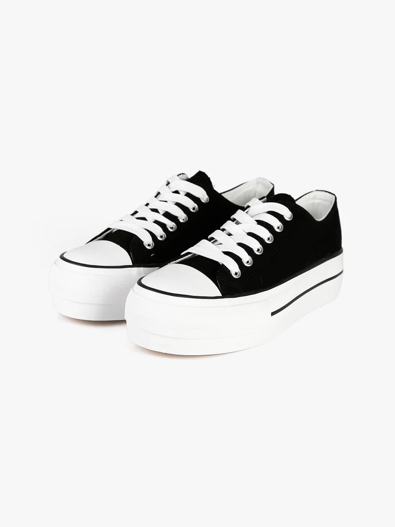Sneakers basse donna con platform - nero
