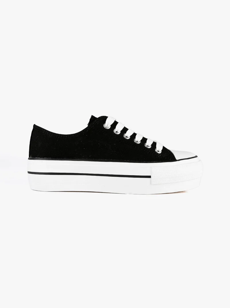 Sneakers basse donna con platform - nero