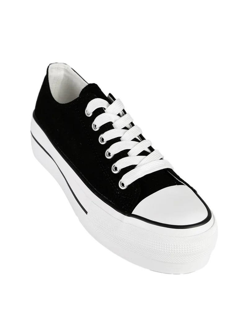 Sneakers basse donna con platform - nero