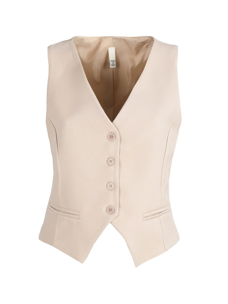 Gilet donna elegante con bottoni - beige