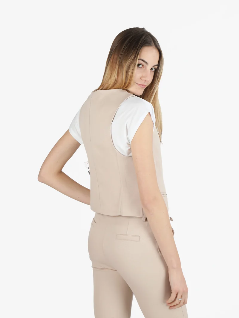 Gilet donna elegante con bottoni - beige