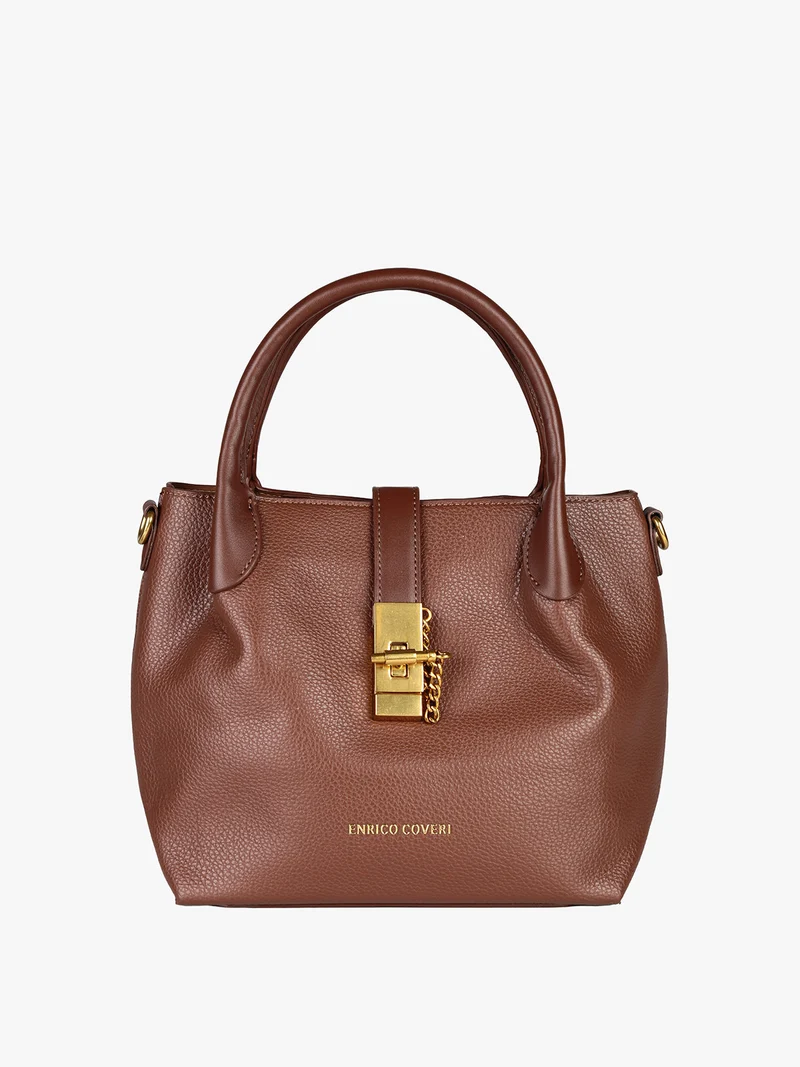 Borsa donna a mano con doppi manici - marrone