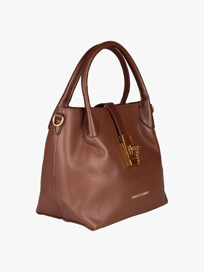 Borsa donna a mano con doppi manici - marrone