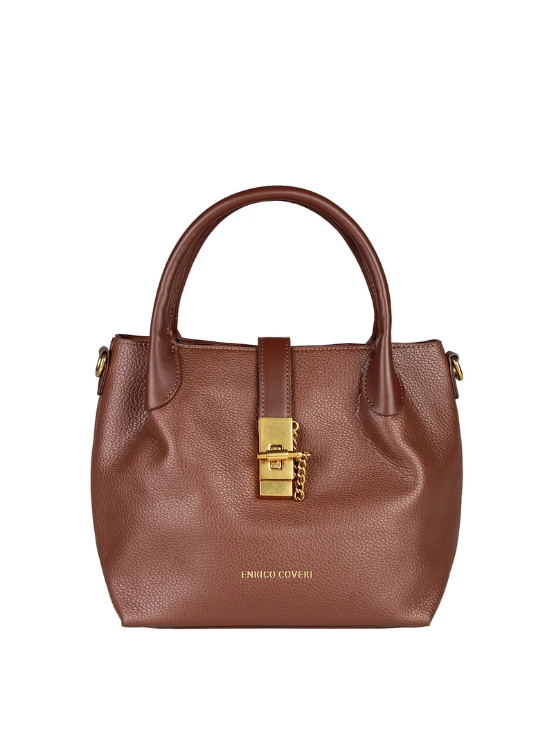 Borsa donna a mano con doppi manici - marrone