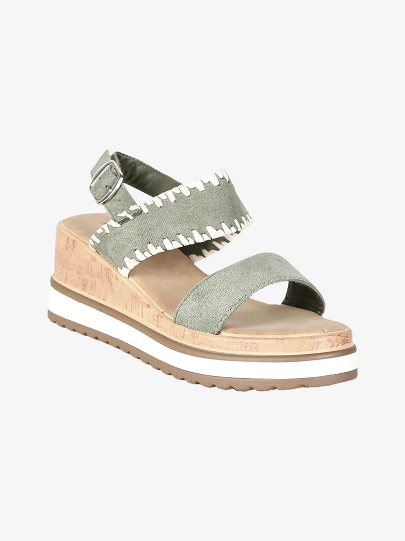 Sandali donna con zeppa e plateau - verde