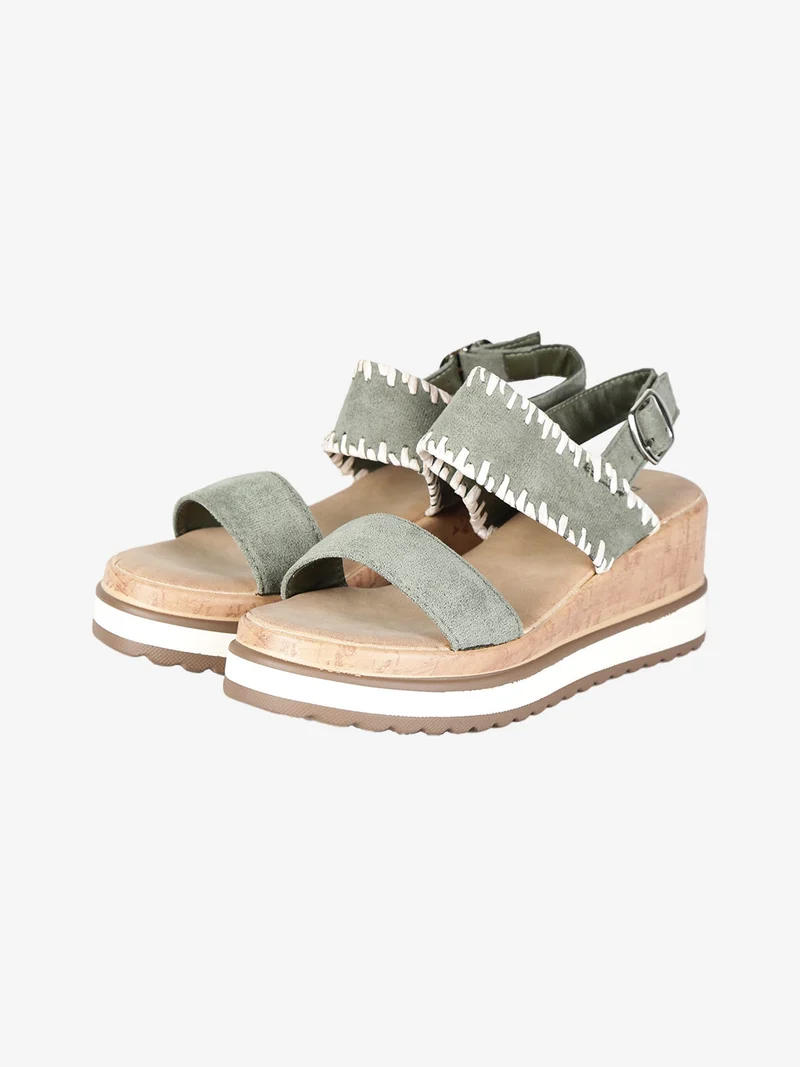 Sandali donna con zeppa e plateau - verde