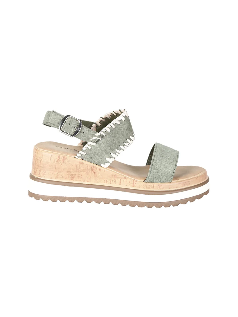 Sandali donna con zeppa e plateau - verde