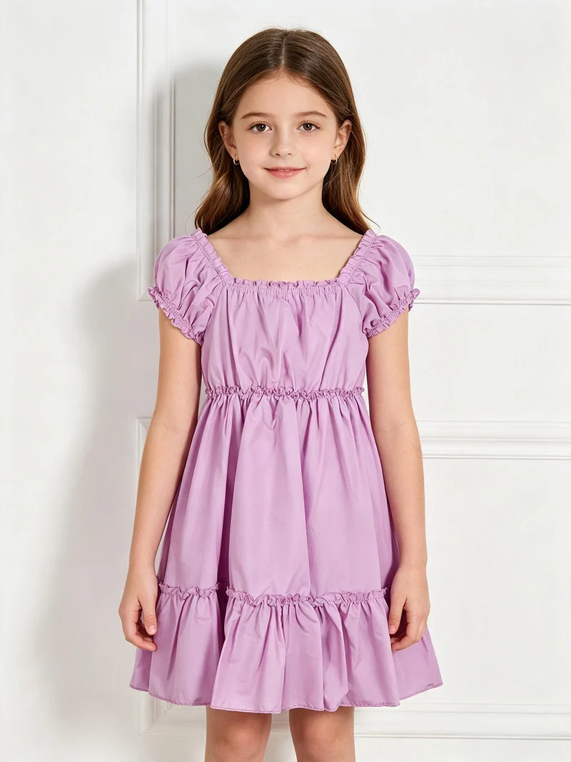 Abito da bambina in cotone senza maniche - lilla
