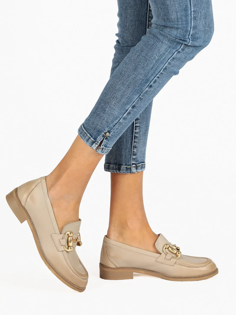 Mocassini in pelle donna - taupe