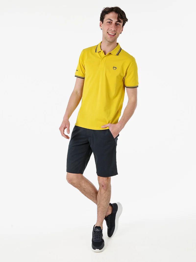 Bermuda da uomo in misto cotone - blu scuro