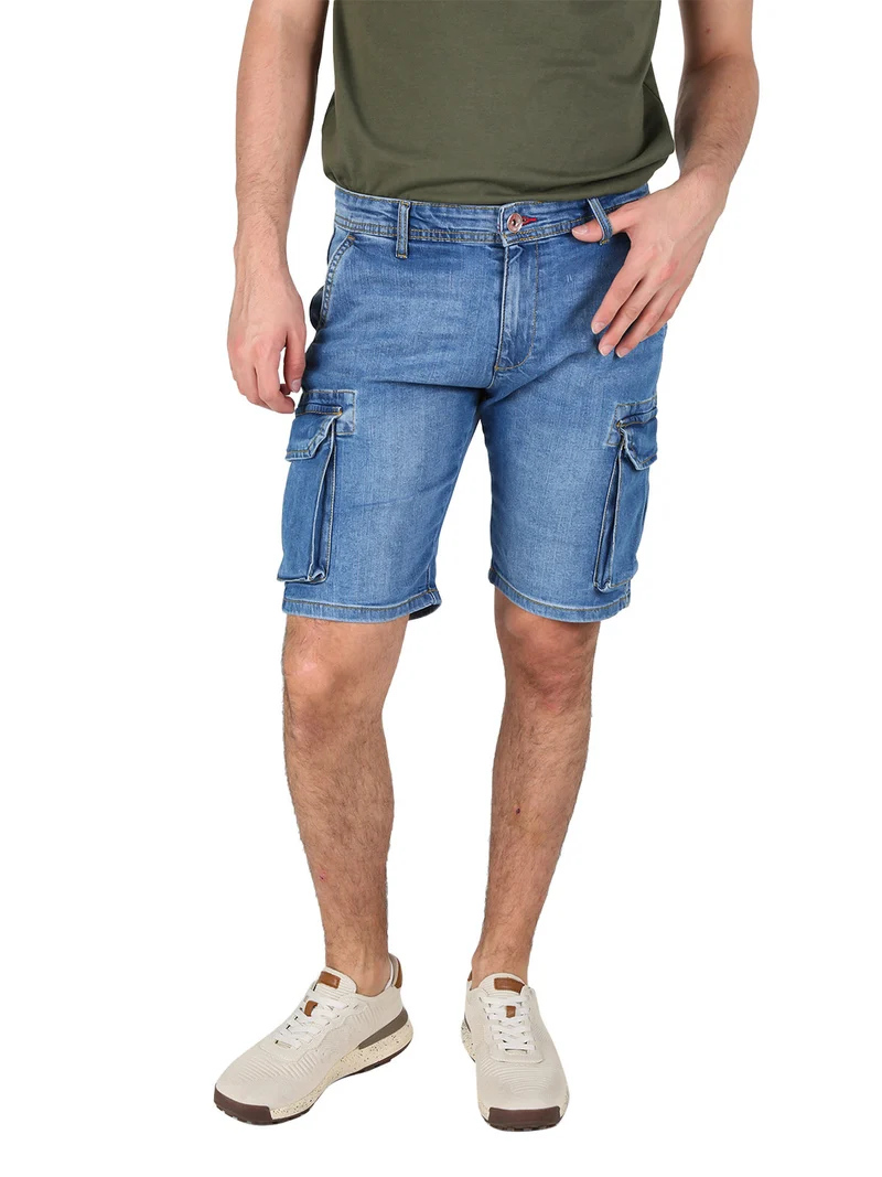 Bermuda in jeans da uomo con tasconi laterali - jeans