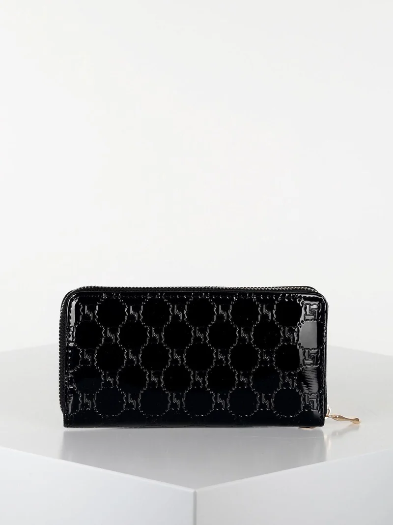 Portafoglio donna rettangolare in ecopelle vernice - nero