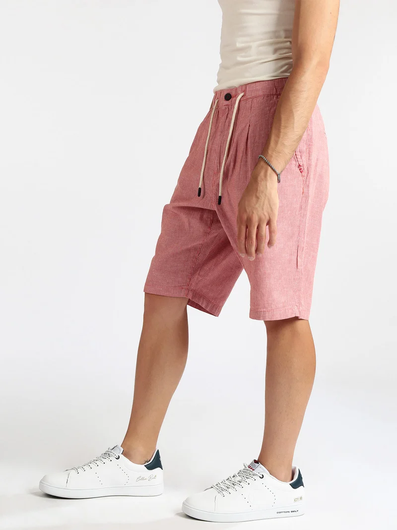 Bermuda uomo in misto lino e cotone - rosso