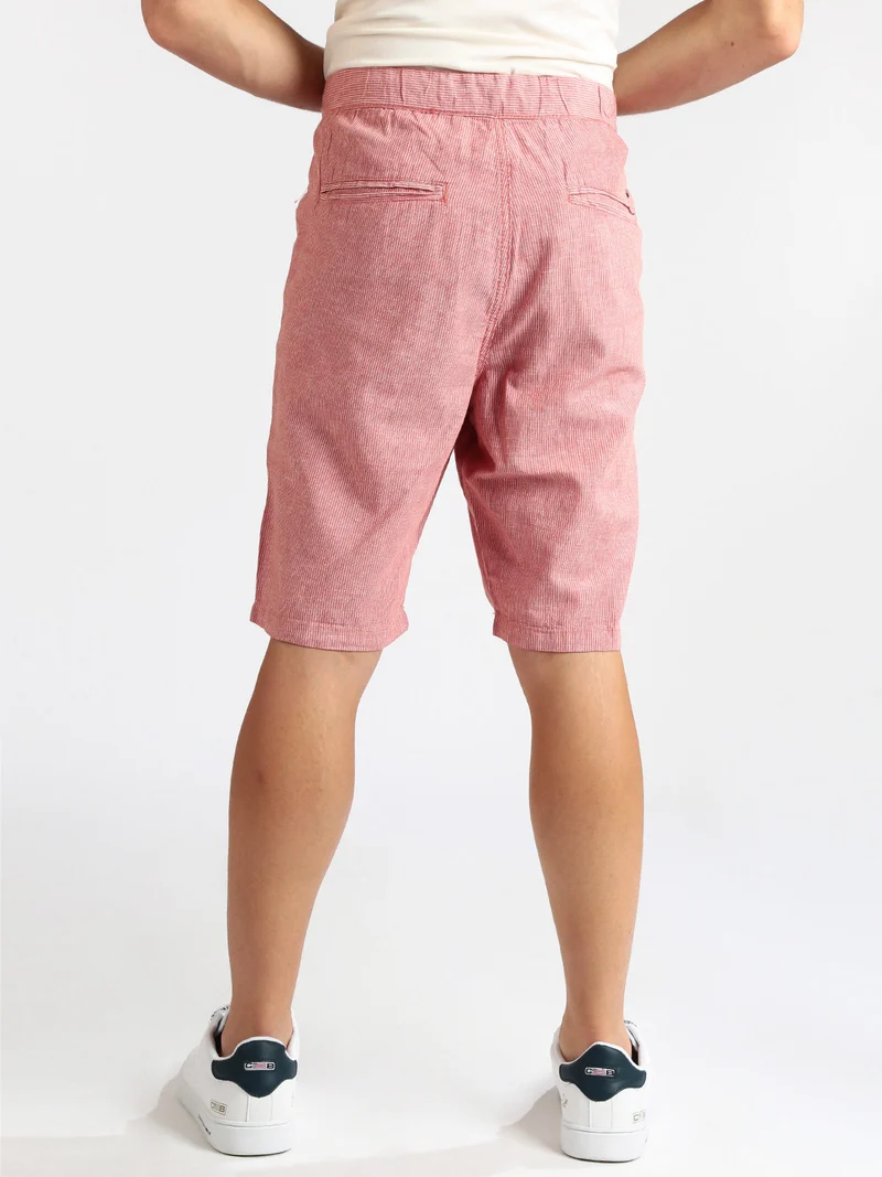Bermuda uomo in misto lino e cotone - rosso