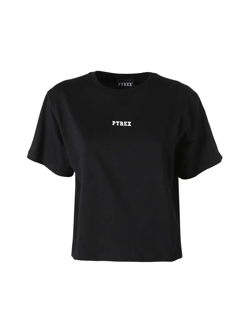 T-shirt cropped da donna con logo - nero