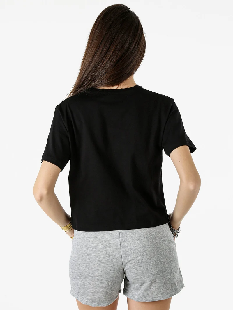 T-shirt cropped da donna con logo - nero