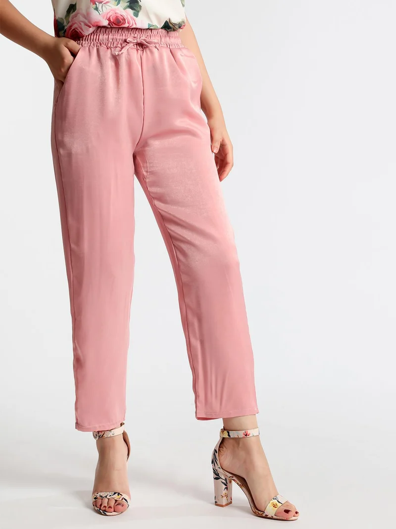 Pantaloni morbidi effetto raso - rosa