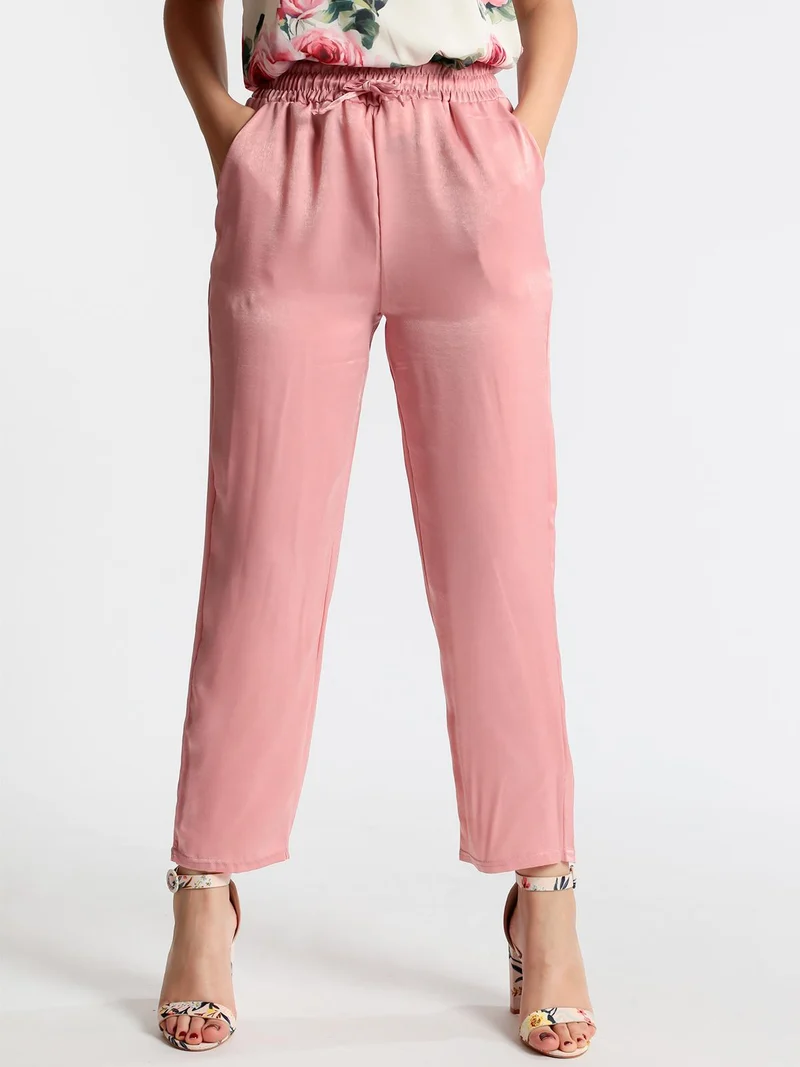 Pantaloni morbidi effetto raso - rosa