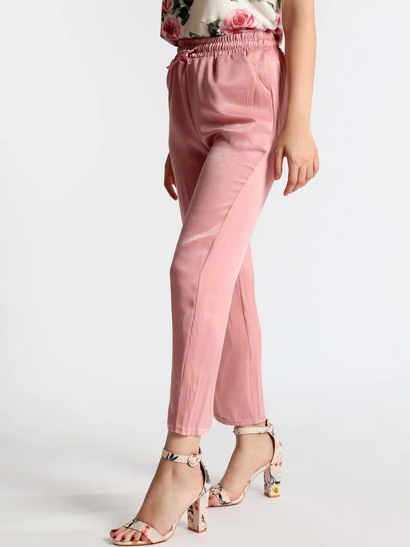 Pantaloni morbidi effetto raso - rosa
