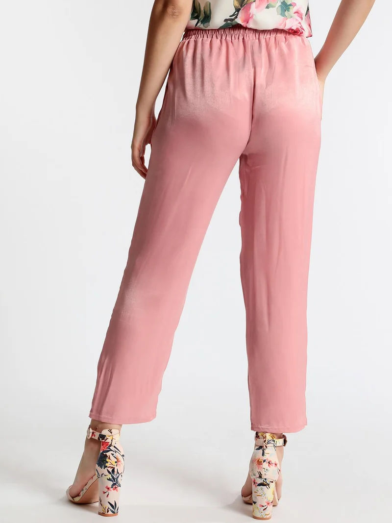 Pantaloni morbidi effetto raso - rosa