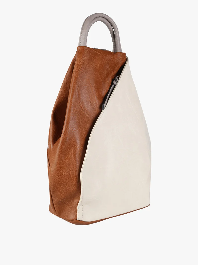 Zaino da donna in ecopelle bicolore - beige